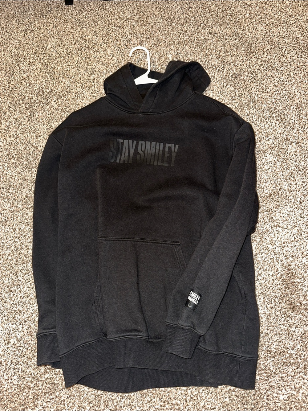 Black "Stay Smiley" Hooded Sweatshirt